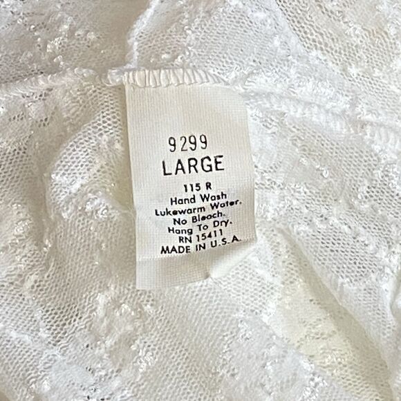 Vintage Cinema Etoile Long White Stretch Lace Bodice Nightgown Nylon Size Large - Picture 5 of 12